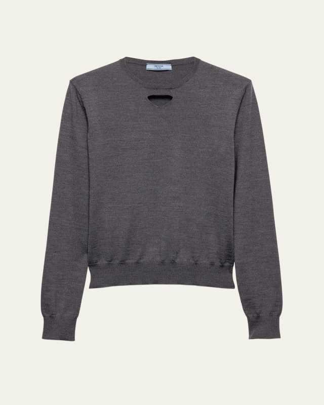 Cutout Triangle Wool Knit Sweater